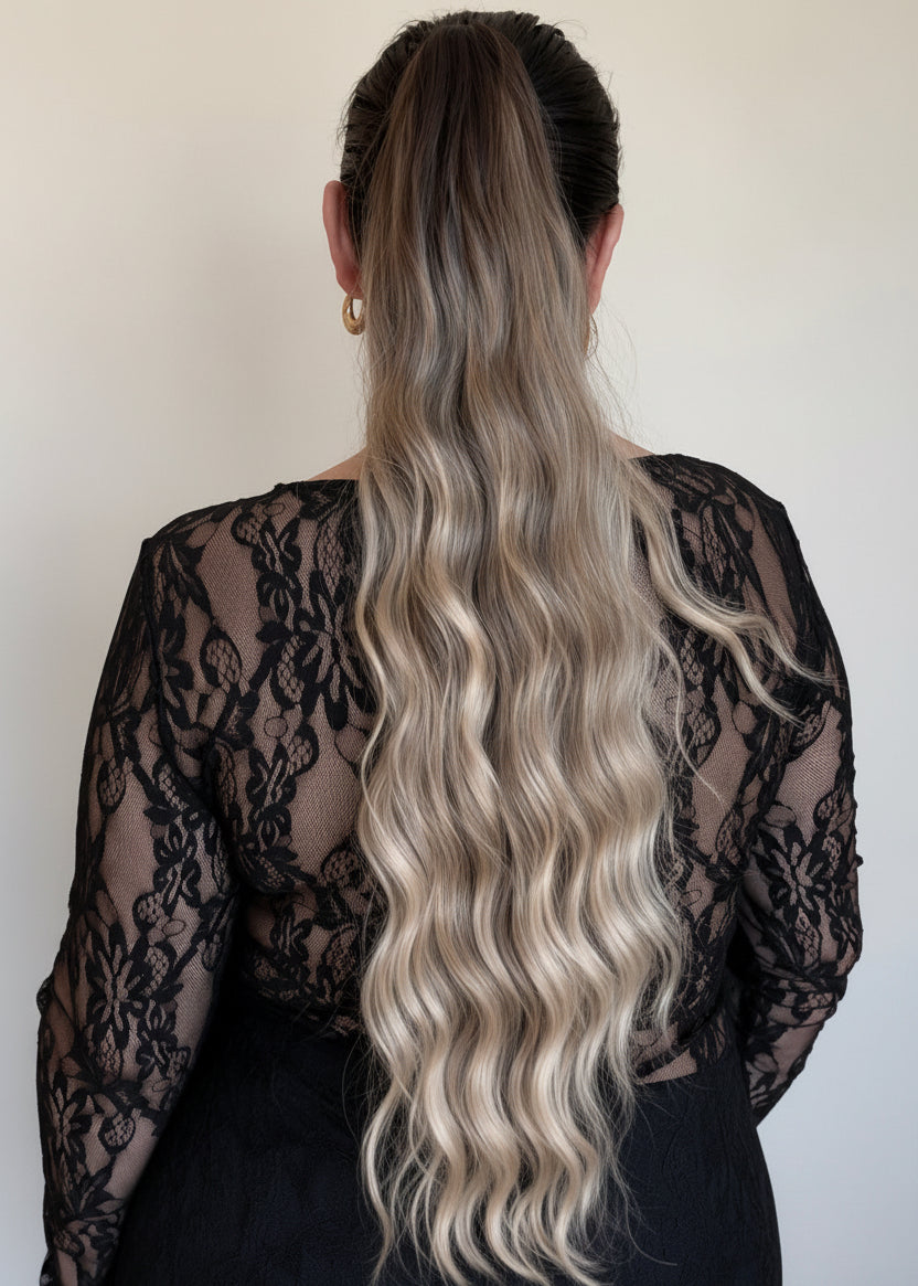 Roxie - 24-26” (60-65cm) Water Waves Clip-In Ponytail